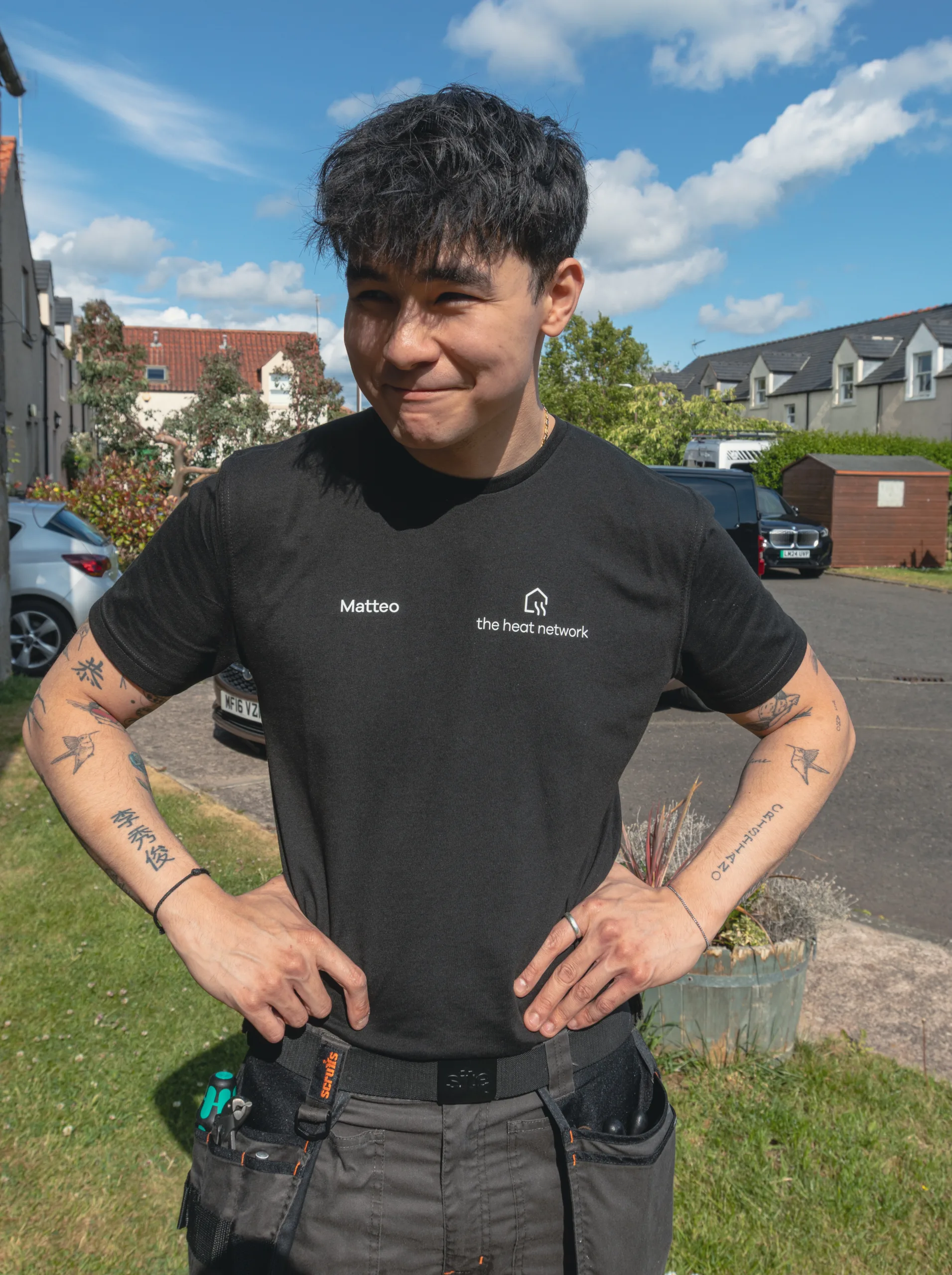 Matteo, trainee heating engineer at The Heat Network, on a boiler installation in Dunfermline
