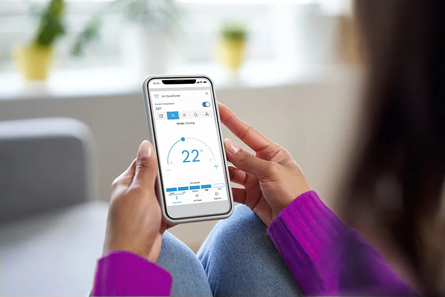 Home air conditioning controlled from a smartphone app in a Fife home