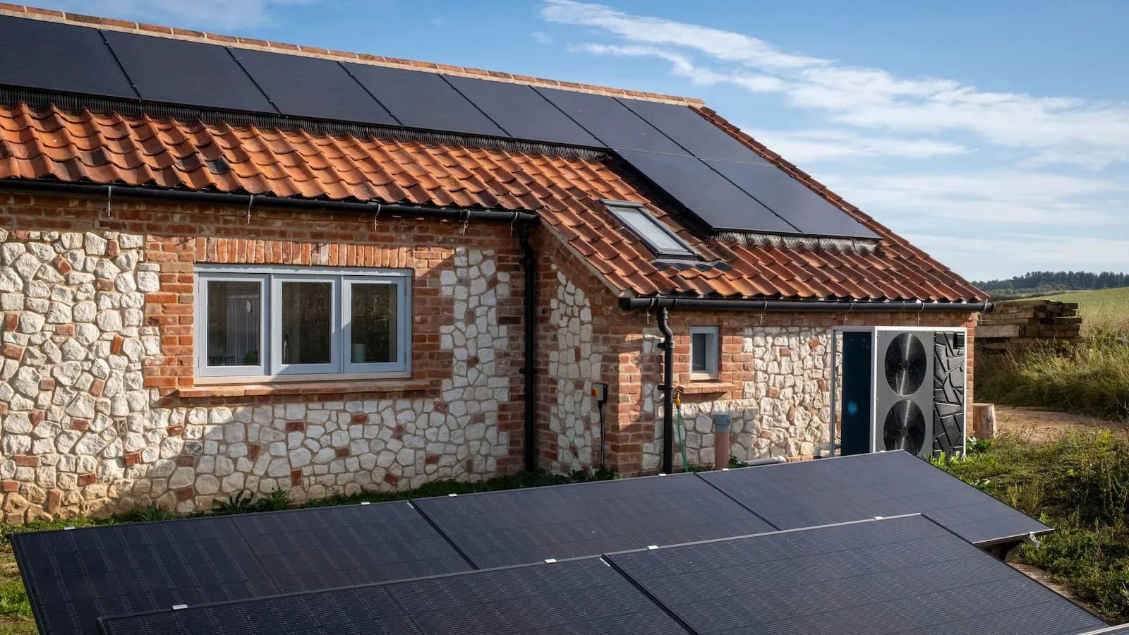 Solar panel installation on a home in Fife